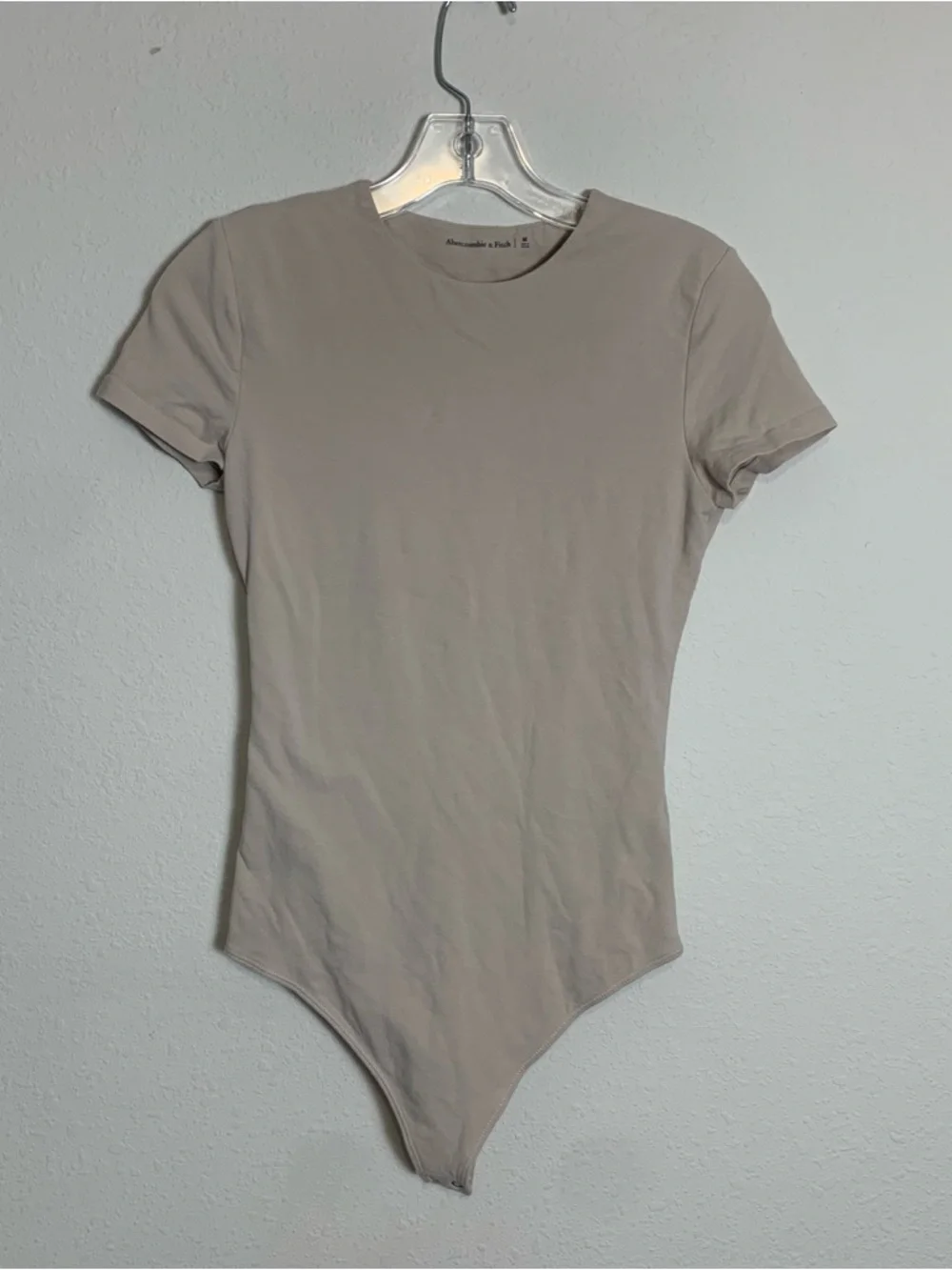 Abercrombie & Fitch Neutral Beige Short-Sleeve Bodysuit Medium Cotton - Picture 1 of 9
